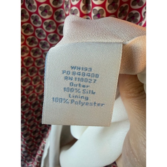 Boden Women's Silk Dress Size 8 Floral Print V Neck 3/4 Sleeve Red Pink Gray‎ - Picture 3 of 5